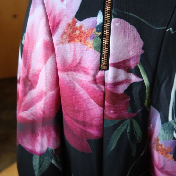 Worn once! $280 Ted Baker floral print fit n flare short sleeve dress size 1 - Picture 11 of 16